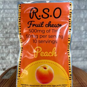 Full-spectrum RSO gummies displayed in a simple product layout to highlight flavor, convenience, and potency.