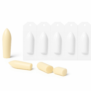 Full-spectrum RSO suppositories displayed in a simple product layout to highlight potency and ease of use.