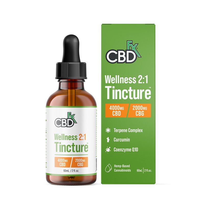 CBDfx, CBD + CBG Oil Wellness Tincture, Broad Spectrum, 2fl oz, 2000mg CBG + 4000mg CBD