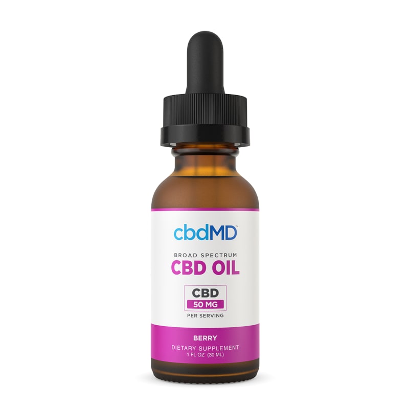 cbdMD, CBD Oil Tincture, Broad Spectrum THC-Free, Berry, 1fl oz, 1500mg CBD