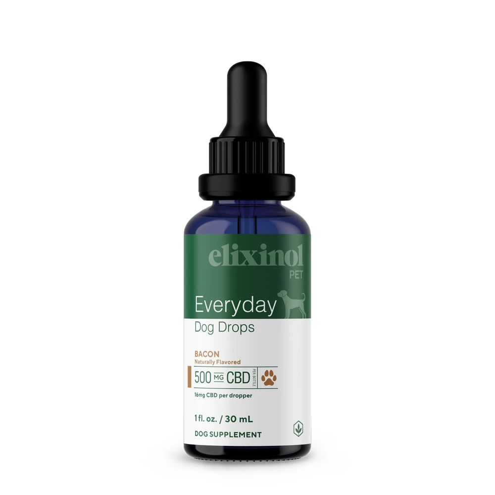 Elixinol, Everyday Dog Drops, Broad Spectrum THC-Free, Bacon, 1fl oz, 500mg CBD