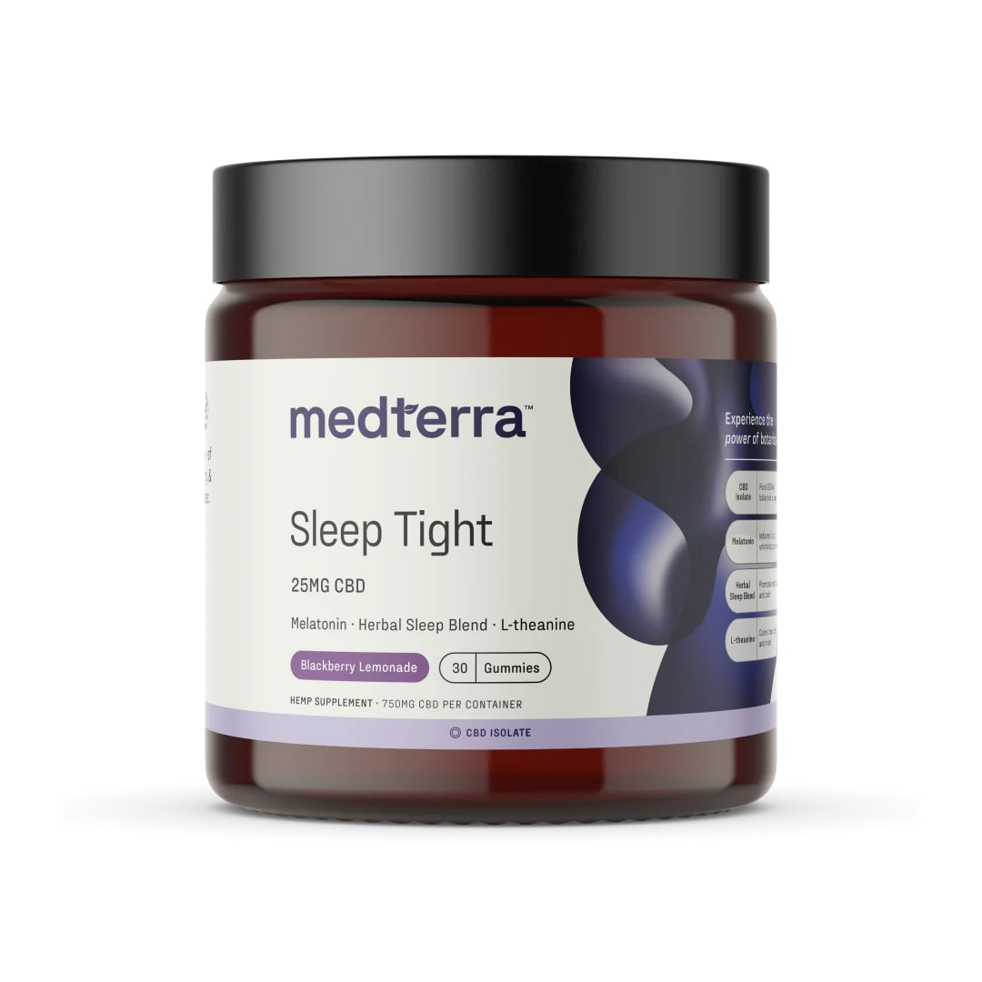 Medterra, Sleep Tight CBD Gummies 25mg, Isolate THC-Free, Blackberry Lemonade, 30ct, 750mg CBD